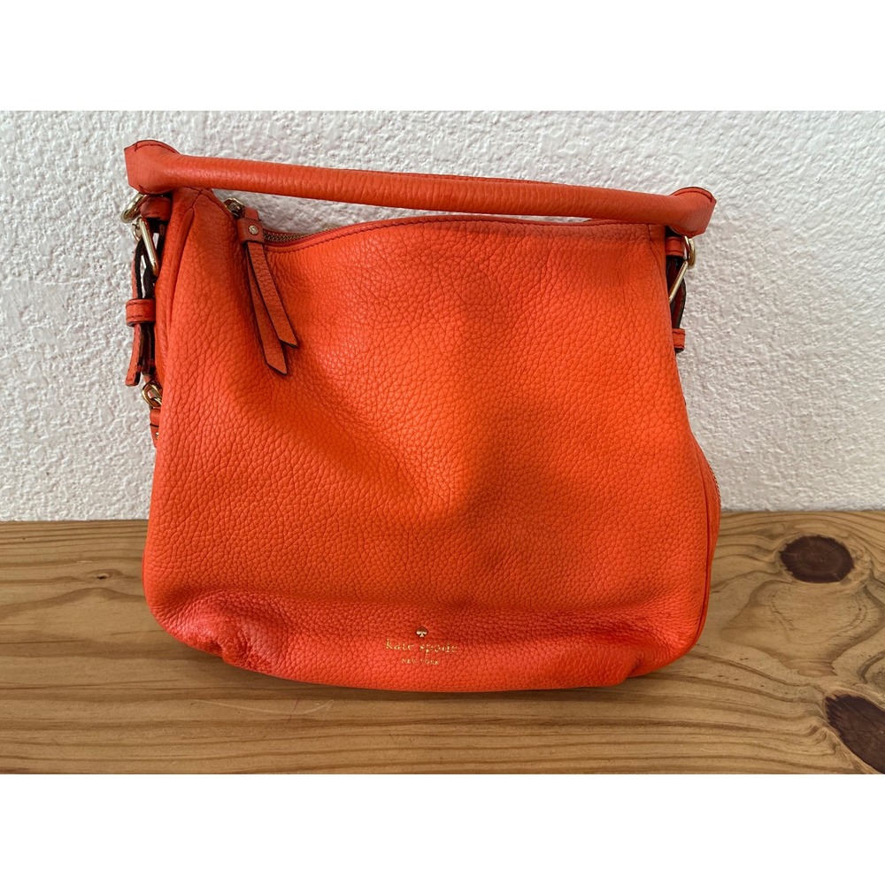 Kate Spade Orange Pebbled Leather Hobo Crossbody Bag PXRU4668
